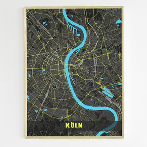 Mappa personalizzata di Colonia in stile neon-notturno - Crea il tuo capolavoro!