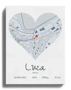 Crea Carta Nascita a Cuore Personalizzata per il Tuo Bimbo