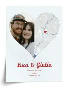 Crea Collage Foto a Cuore con Mappa città e marker – Regalo di coppia personalizzato