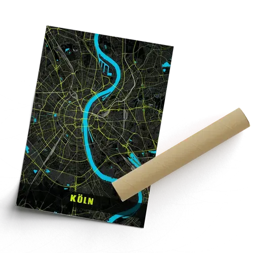 Mappa personalizzata di Colonia in stile neon-notturno - Crea il tuo capolavoro!