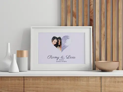 Foto cuore split con mappa e testo personalizzato