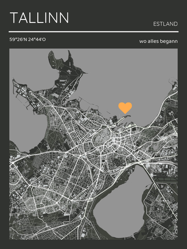 Celebra il vostro momento speciale con mappa di Tallinn in stile rivista!