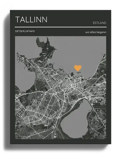 Celebra il vostro momento speciale con mappa di Tallinn in stile rivista!